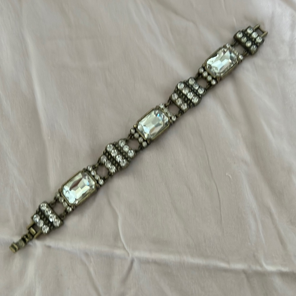 Lia Sophia antique gold and crystal bracelet